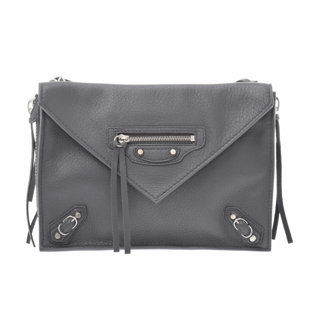 BALENCIAGA Paper Triple Gray Calfskin Shoulder Bag